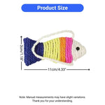 3 Pcs Sisal Fish Cat Toy with Hanging Rope for Chewing and Interactive Play - GreenFur