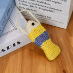 3 Pcs Sisal Fish Cat Toy with Hanging Rope for Chewing and Interactive Play - GreenFur