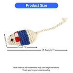 3 Pcs Sisal Rope Mouse Cat Toy for Chewing Batting and Daily Enrichment - GreenFur