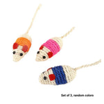 3 Pcs Sisal Rope Mouse Cat Toy for Chewing Batting and Daily Enrichment - GreenFur