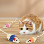 3 Pcs Sisal Rope Mouse Cat Toy for Chewing Batting and Daily Enrichment - GreenFur