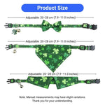 3 PCS St Patrick Day Clover Pet Collar Bow Tie Bandana Three Piece Set with Bell - GreenFur