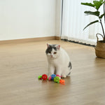 3 - Piece Set Colorful TPR Cat Chasing Toy with a Plush Tail - GreenFur