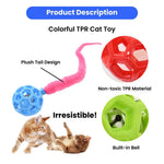3 - Piece Set Colorful TPR Cat Chasing Toy with a Plush Tail - GreenFur