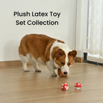 3 - Piece Set Plush Hedgehog and Latex Mushrooms Dog Toy Set - GreenFur