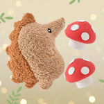 3 - Piece Set Plush Hedgehog and Latex Mushrooms Dog Toy Set - GreenFur