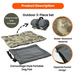 3 - Piece Set Portable Camouflage Dog Outdoor Collection - GreenFur