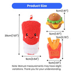 3 - Piece Set Squeaky Plush Cola and Latex Burger Fries Dog Toy Set - GreenFur