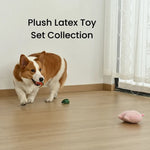 3 - Piece Set Squeaky Plush Pig and Latex Watermelons Dog Toy Set - GreenFur