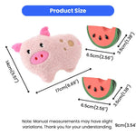 3 - Piece Set Squeaky Plush Pig and Latex Watermelons Dog Toy Set - GreenFur