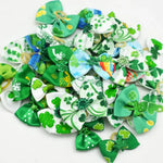 30 Pcs Set St Patrick Clover Pet Bow Hair Tie Green Decorative Collar Bow for Dogs and Cats - GreenFur