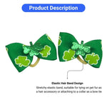30 Pcs Set St Patrick Clover Pet Bow Hair Tie Green Decorative Collar Bow for Dogs and Cats - GreenFur
