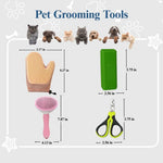 33 Pcs Essential Cat Grooming Kit with Gloves Silicone Brushes and Nail Clippers - GreenFur