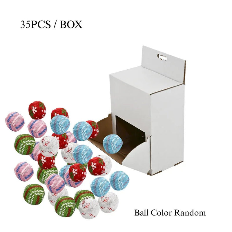 35 PCS Box Cat Toy Set Colorful Fabric Ball Collection - GreenFur