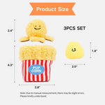3PCS Popcorn Shaped Squeaky and Crinkle Dog Toys Set - GreenFur