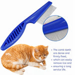 4 Pack Blue Grooming Tool Set Cat Flea Comb For Long Hair Cats - GreenFur