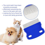 4 Pack Blue Grooming Tool Set Cat Flea Comb For Long Hair Cats - GreenFur