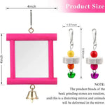 4 Pack Colorful Acrylic Parrot Toy with Mirror and Grinding Accessory - GreenFur