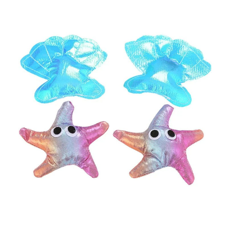 4 Pack Cute Starfish and Shell Shaped Scratching and Playing Toy for Cat - GreenFur