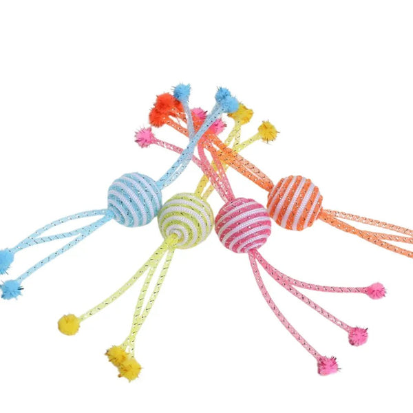 4 Pack Durable Soft Tube Cotton Rope Ball Cat Toy - GreenFur