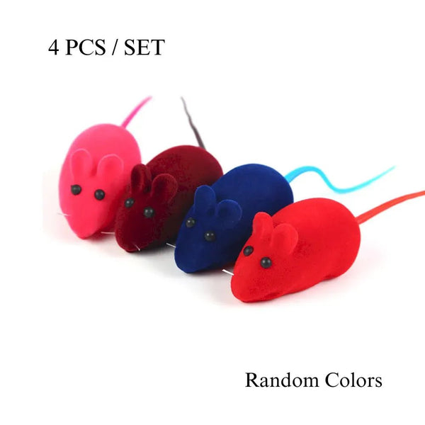 4 Pack Squeaky Realistic Mouse Shape Pet Toy Cat Interactive Toy - GreenFur