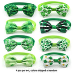 4 Pcs Set St Patrick Clover Pet Collar with Bow Decorative Accessory for Dogs and Cats - GreenFur