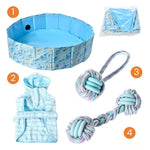 4 - Piece Set Medium Dog Portable Summer Pool Collection Dog Toy - GreenFur