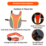 4 - Piece Set S, M Size Orange Dog Nighttime Outdoor Collection - GreenFur