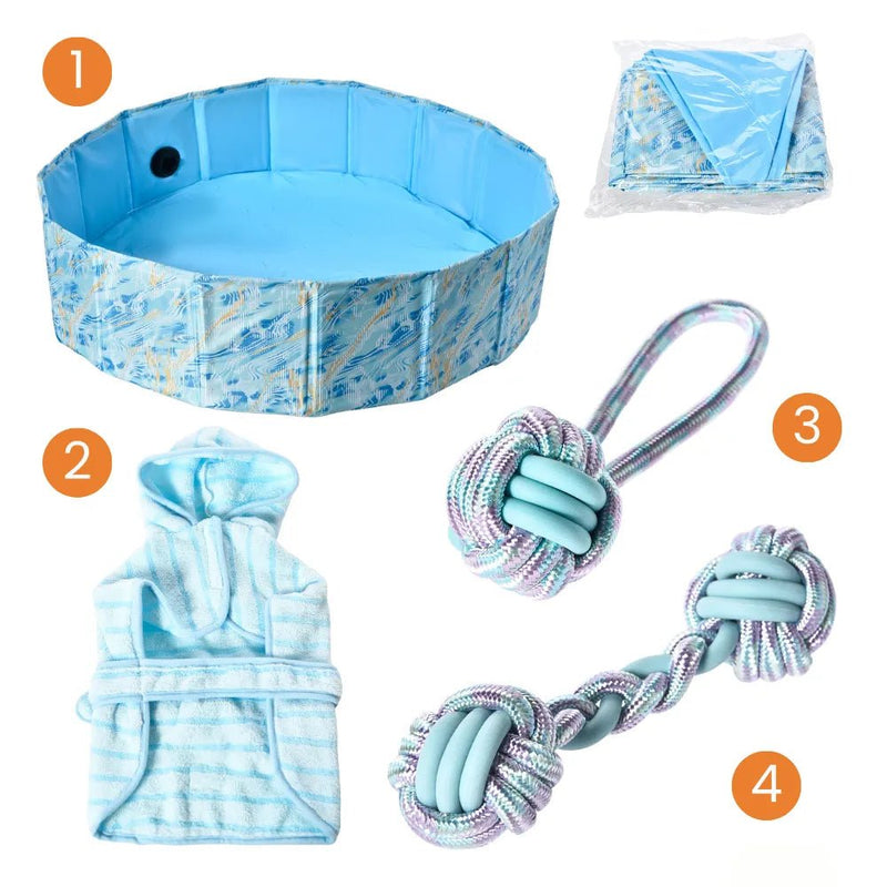 4 - Piece Set Small Dog Portable Summer Pool Collection Dog Toy - GreenFur