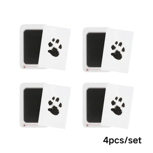 4Pcs Pet Souvenirs Set 1 Ink Pads and 2 Paper Pet Inkless Paw Print Kit - GreenFur
