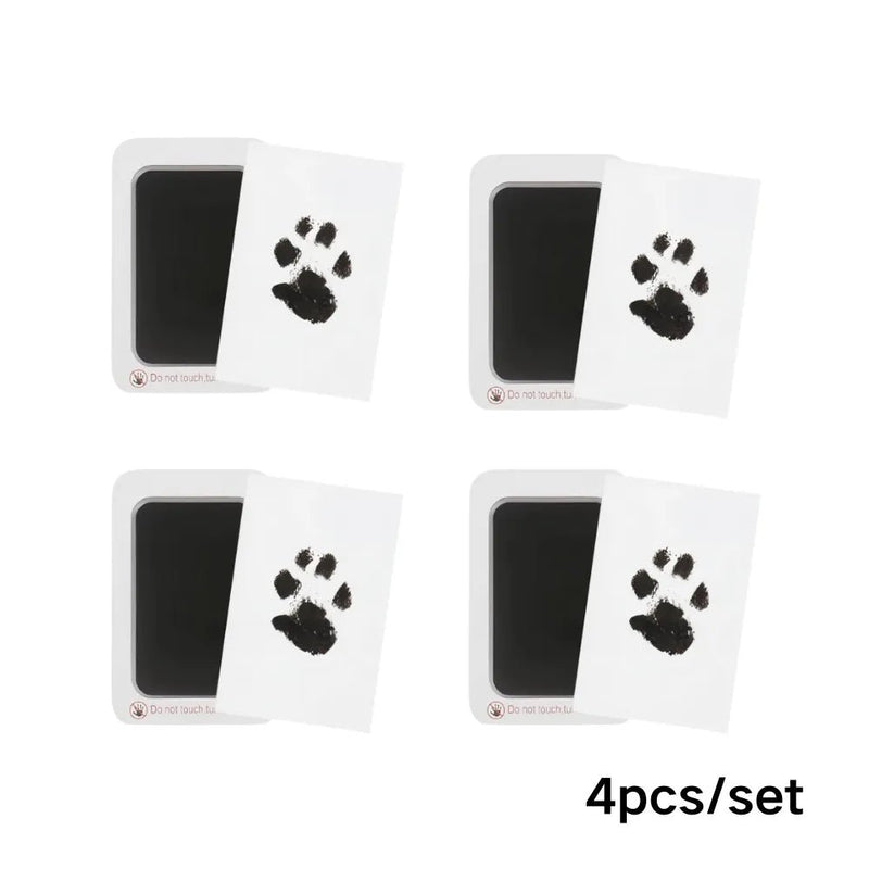 4Pcs Pet Souvenirs Set 1 Ink Pads and 2 Paper Pet Inkless Paw Print Kit - GreenFur