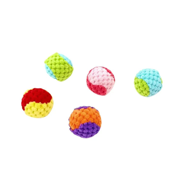 5 Pack Double Color Blush Ball Interactive Cat Toy - GreenFur