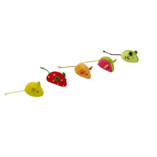 5 Pack Fruit Series Mouse Interactive Toy for Cats - GreenFur