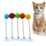 5 Pack Set Random Color Cat Teaser Spring Toy with Pom - Pom - GreenFur