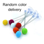 5 Pack Set Random Color Cat Teaser Spring Toy with Pom - Pom - GreenFur