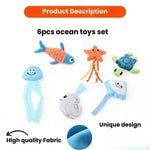 6PCS Ocean Topic Cat Chaser Toy Bundle Play Gift Set - GreenFur