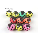 70 Pieces Per Box Cute Ladybug Shaped High Elastic Cat Toy Ball - GreenFur
