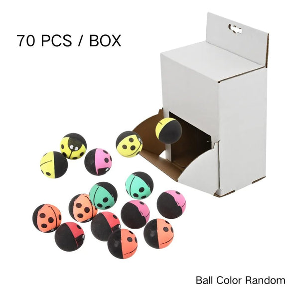 70 Pieces Per Box Cute Ladybug Shaped High Elastic Cat Toy Ball - GreenFur