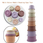 8 Pack Small Animals Foraging Playing Colorful Stackable Bunny Rabbit Cup Toys - GreenFur