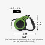 9.8 ft Durable Outdoor Polyester Automatic Retractable Dog Pet Leash - GreenFur