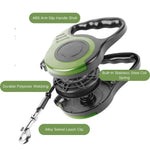 9.8 ft Durable Outdoor Polyester Automatic Retractable Dog Pet Leash - GreenFur