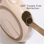 9.8 ft Retractable Dog Leash with 360°Tangle - Free Nylon Tape, One - Handed One Button Lock - GreenFur