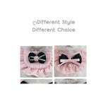A Set Cat Knitted Bib and Beret Hat with Pearl Bow for Celebration - GreenFur
