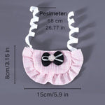 A Set Cat Knitted Bib and Beret Hat with Pearl Bow for Celebration - GreenFur