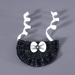 A Set Cat Knitted Bib Beret Hat with 3D Floral Bowknot Design - GreenFur