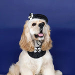 A Set Cat Knitted Bib Beret Hat with 3D Floral Bowknot Design - GreenFur