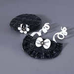 A Set Cat Knitted Bib Beret Hat with 3D Floral Bowknot Design - GreenFur