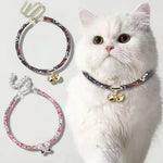 Adjustable Floral Cat Collar with Bell Stylish Pet Accessories - GreenFur