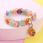 Adjustable Floral Lace Pet Collar with Pendant - GreenFur