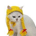 Adjustable Handmade Braided Wig Hat for Cats - GreenFur